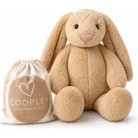 Coopley Verzwaringsknuffel 2Kg - Verzwaarde Knuffel - Coco Konijn - Weighted Stuffed Animal - Sensorisch Speelgoed - Voor Kinderen En Volwassenen - Bruin - Met Canvas Opbergtas