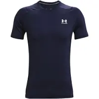 Under Armour UA HG Armour Fitted SS-BLU Heren Sportshirt - Midnight Navy - Wit