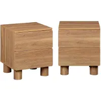 Sweeek Nachtkastje houtdecor met 2 lades (set van 2) Hazelaarhout