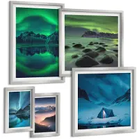 Wallfluent 5-Delige Schilderij Set - Schilderachtige Kustlandschappen Uit Toeristische Landen - 20 x 30 cm - Wanddecoratie - Moderne Interieurdecoratie - Moderne Wanddecoratie