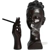 Famanu – Artistieke hars wierookhouder in vrouwenhoofd-vorm, sculpturale wierookbrander voor aromatherapie en cadeau