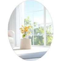 Famanu – Ovale kleefspiegel van 40 x 30 cm, randloos en zelfklevend, decoratieve HD wandspiegel voor badkamer, entree en woonkamer