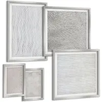 Wallfluent 5-Delige Schilderij Set - Abstracte Vormen Met Plantmotieven In Pastelkleuren. - 20 x 30 cm - Decoratieve Schilderijen - Woonkamer - Interieur - Stijlvolle Muurdecoratie