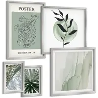 Wallfluent 5-Delige Schilderij Set - Stijlvolle Minimalistische Schilderijen Met Plantmotieven Van Matisse - 20 x 30 cm - Stijlvolle Wanddecoratie - Interieur - Woonkamer Decoratie