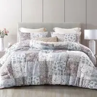 Famanu – Dekbed, 220 x 230 cm, ademend en zacht, met 2 kussenslopen, grijze ruit