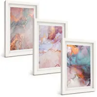 Wallfluent 3-Delige Schilderij Set - Abstracte Patronen In Pastelkleuren Met Accenten - 20 x 30 - Wanddecoratie - Woonkamer Decoratie