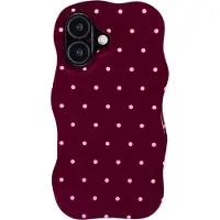 Selencia Vivid Wavy Backcover met MagSafe voor de Apple iPhone 17 - Happy Dots Burgundy