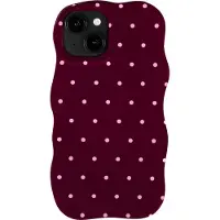 Selencia Vivid Wavy Backcover met MagSafe voor de Apple iPhone 14 / 13 - Happy Dots Burgundy