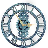 Famanu – Outdoor wandklok van 30 cm, vintage stijl, waterdicht, retro design voor buiten, keuken en woonkamer, industrieel 3D, groen