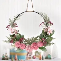 Famanu – Deurkrans van kunstbloemen met orchideeën, decoratieve slinger voor een welkom gevoel, ideaal voor bruiloften en woonkamer