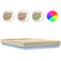 vidaXL Bedframe met LED-verlichting sonoma eikenkleurig 150x200 cm