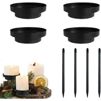 Famanu – Set van 4 kaarsenhouders voor adventskrans in zwart, 2-in-1 kaarsenhouder met afneembare kaarsensteker