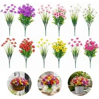 Famanu – Set van 12 kunstbloemen in 6 kleuren, levensecht en UV-bestendig, perfect voor balkondecoratie binnen en buiten