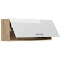 Vicco Hangkast R-Line, Wit Hoogglans/Goudkleurig Eiken, 100 cm Plat