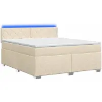 vidaXL Boxspringbed met matras en LED-verlichting, crème kleur, 140 x 200 cm, stoffen bekleding