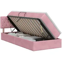 vidaXL Opbergbed met hoofdeinde, roze, 90 x 200 cm, fluweel