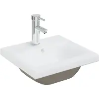 vidaXL Inbouwwastafel met kraan 42x39x18 cm keramiek wit