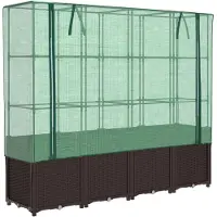 vidaXL Verhoogde tuinbed met kasopbouw, rattanlook, 160x40x153 cm