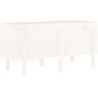 vidaXL Verhoogde plantenbak, wit, 121x50x57 cm, massief hout, grenen