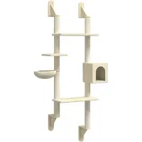 vidaXL Kattenmeubel wandgemonteerd met krabpaal 180 cm crèmekleurig
