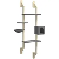 vidaXL Kattenmeubel wandgemonteerd met krabpaal 180 cm donkergrijs