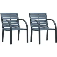 vidaXL Tuinstoelen, 2 stuks, grijs, van grenenhout, met gepoedercoat stalen frame