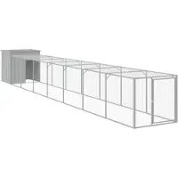 vidaXL Kippenhok met ren 110x813x110 cm staal lichtgrijs