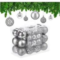 Relaxdays kerstballen - 50x st - zilver - 3, 4 en 6 cm - kunststof - Kerstbal