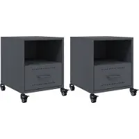 vidaXL Nachtkastjes 2 st 36x39x43,5 cm staal antracietkleurig