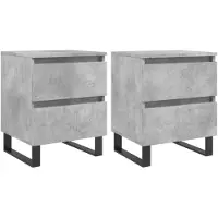 vidaXL Nachtkastjes 2 st 40x35x50 cm bewerkt hout betongrijs