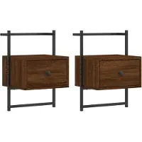 vidaXL Nachtkastjes 2 st wandgemonteerd 35x30x51 cm hout bruineiken