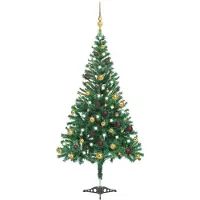 vidaXL Kunstkerstboom met verlichting en kerstballen 910 takken 210 cm