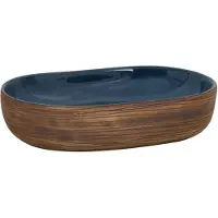 vidaXL Opzetwasbak ovaal 59x40x14 cm keramiek bruin en blauw