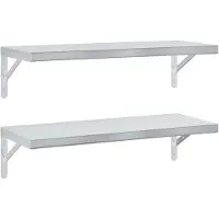 vidaXL Wandschappen 2 st 75x30 cm roestvrijstaal zilverkleurig