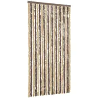 DKD Home Decor Vliegengordijn 90x200 cm chenille donkerbruin en beige