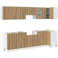 vidaXL 11-delige Keukenkastenset Lyon bewerkt hout artisanaal eiken