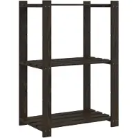 vidaXL Opbergrek 3-laags 60x38x90 cm massief grenenhout zwart