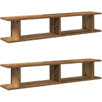 vidaXL Wandschappen 2 st 105x18x20 cm bewerkt hout oud houtkleurig