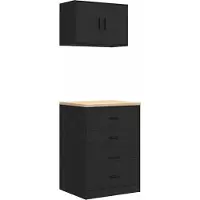 vidaXL Garagekasten 2 st spaanplaat zwart