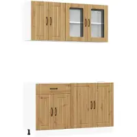vidaXL 4-delige Keukenkastenset Kalmar bewerkt hout artisanaal eiken