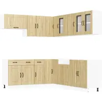 vidaXL 11-delige Keukenkastenset Kalmar bewerkt hout sonoma eikenkleur