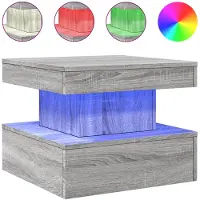 vidaXL Salontafel met LED-verlichting 50x50x40 cm grijs sonoma eiken
