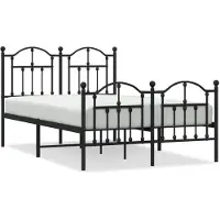 vidaXL Bedframe met hoofd- en voeteneinde metaal zwart 120x190 cm
