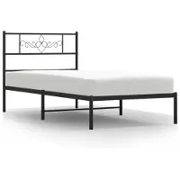 vidaXL Bedframe met hoofdbord metaal zwart 100x200 cm