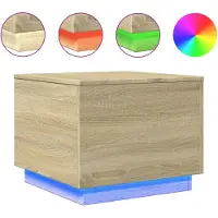 vidaXL Salontafel met LED-verlichting, Sonoma-eikenhout, 50x50x40 cm