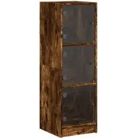vidaXL Hoge kast met glazen deuren 35x37x109 cm gerookt eikenkleurig