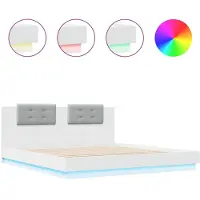 vidaXL Bedframe met hoofdeinde en LED-verlichting, wit, 200x200 cm