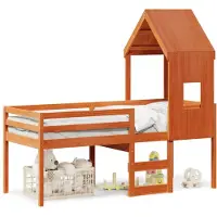 vidaXL Hoogslaper met bedhuis massief grenenhout wasbruin 80x200 cm