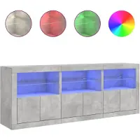 vidaXL Dressoir met LED-verlichting, betonkleur, 181,5 x 37 x 67 cm