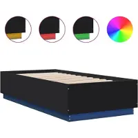 vidaXL Bedframe met LED-verlichting bewerkt hout zwart 90x200 cm